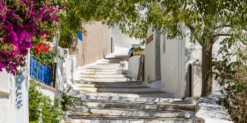 Greek idyll in the mountain village of Langada on the Cycladic island of Amorgos