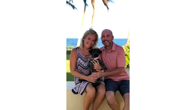 Mandy and Kevin with their rescue dog Pepper.