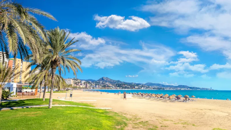 Malagueta beach in Malaga. Andalusia, Spain