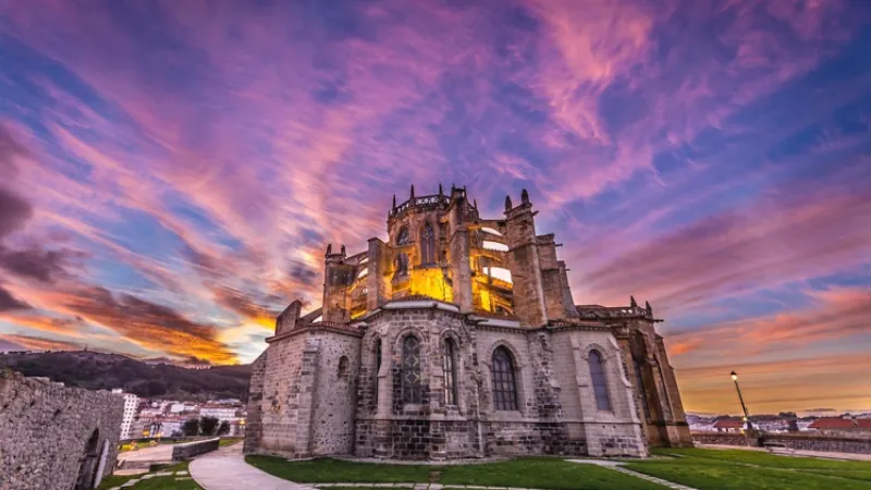 Santa Maria de la Asuncion Church and ruins of San Pedro hermitage in Castro Urdiales Spain