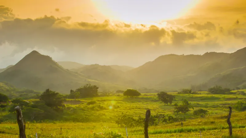 View of a beautiful sunrise in a mountain region of Panama