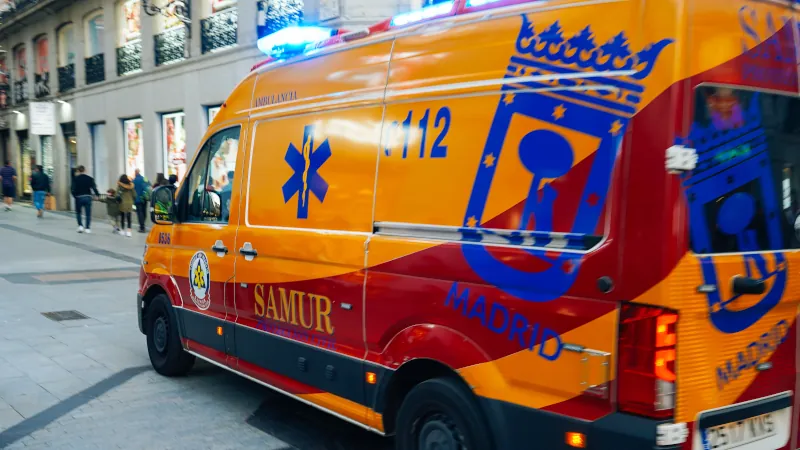 Madrid, Spain. ambulance on an emergency service.
