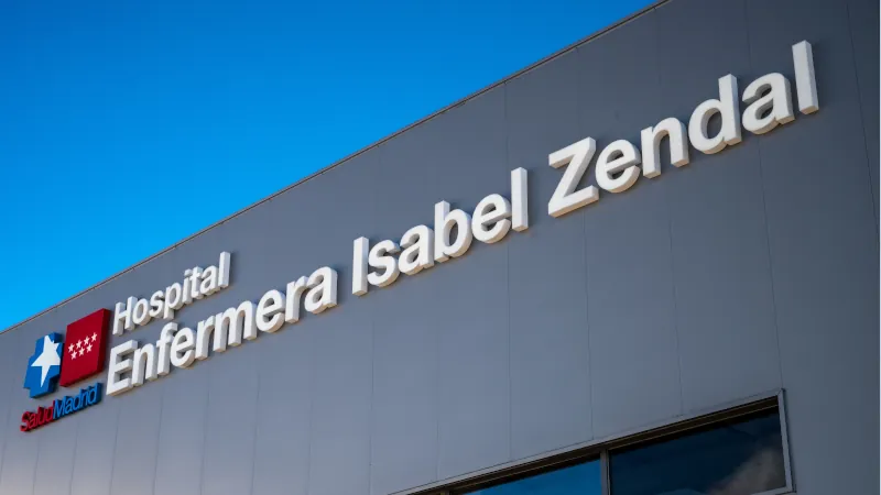 View of the facade of the new emergencies Hospital Enfermera Isabel Zendal
