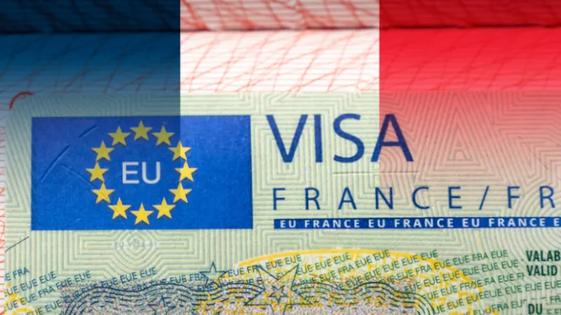 French Schengen Visa and flag of France