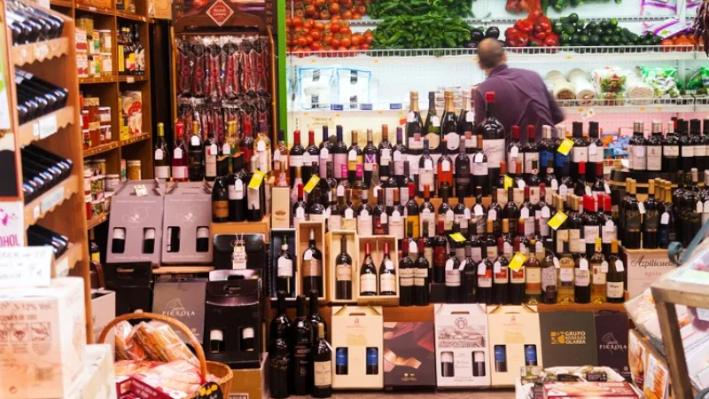 A customer in a local shop in Logroño