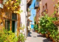 Beautiful street in Chania, Crete island, Greece.