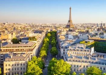 cityscape of paris by the sunset, France