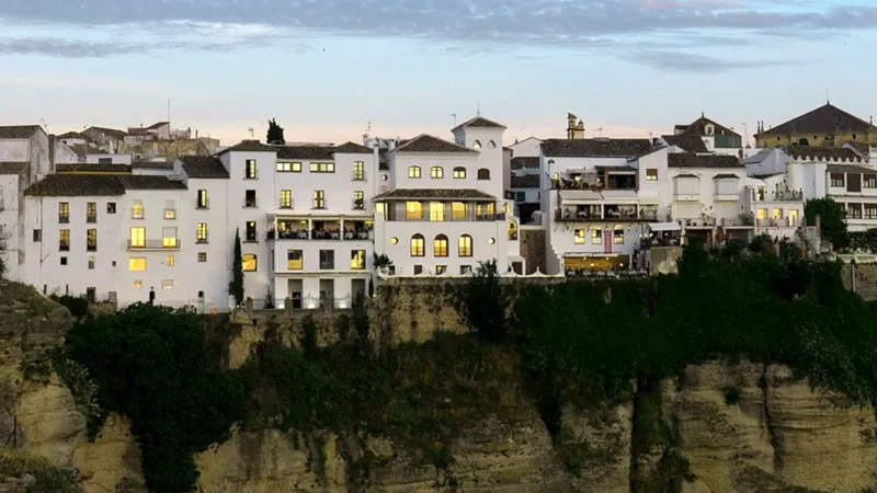 A row of houses on a cliff in spain. spain real estate