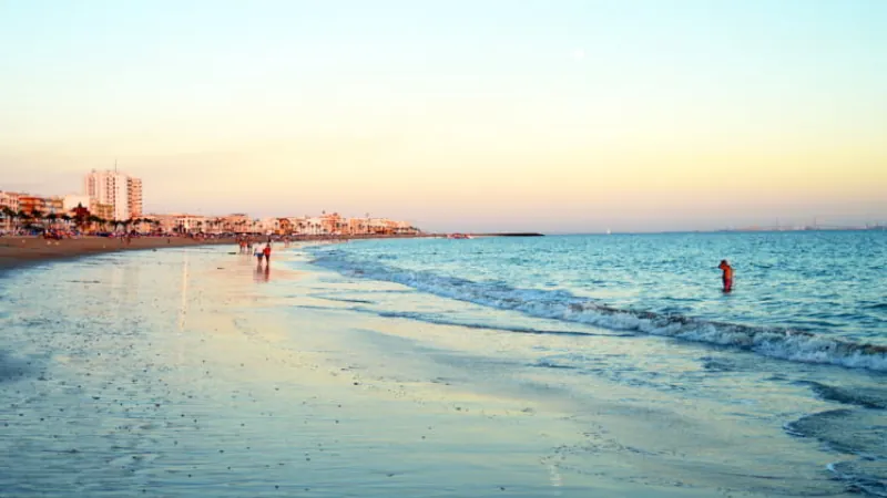 Costilla beach at sunset, Rota, Costa de la Luz Cádiz, Spain. cadiz