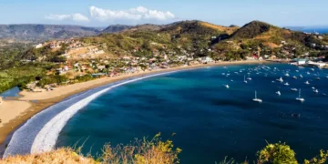 View of San Juan del Sur from the local mountain hill, Nicaragua