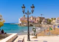 Sitges, Catalunya, Spain, Sculpture of a naked woman on the waterfront.
