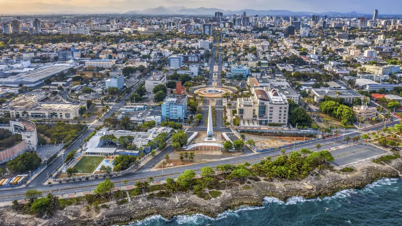 Cityscape of Santo Domingo under the sunlight and a blue sky in the Dominican Republic