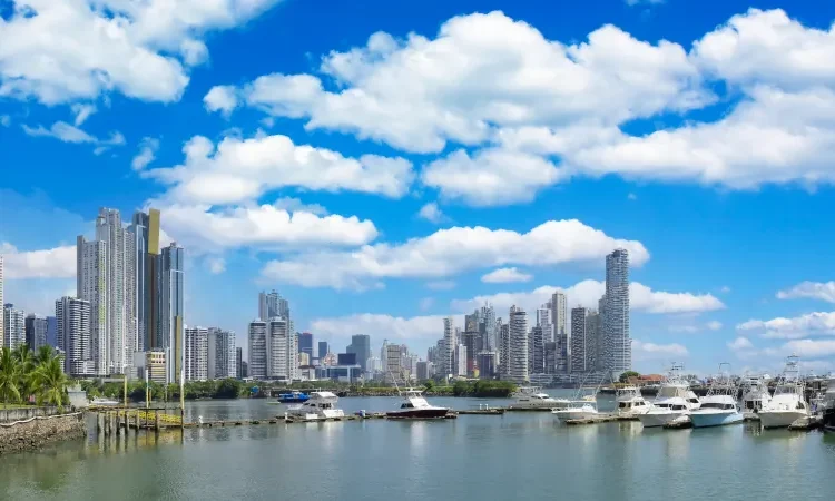 Panoramic view of skyline of Panama City downtown and financial center