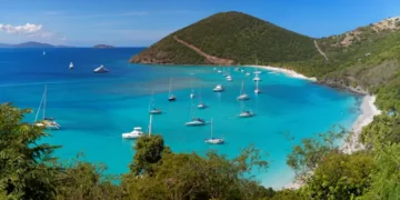 Tropical shoreline in British Virgin Island (BVI), Caribbean