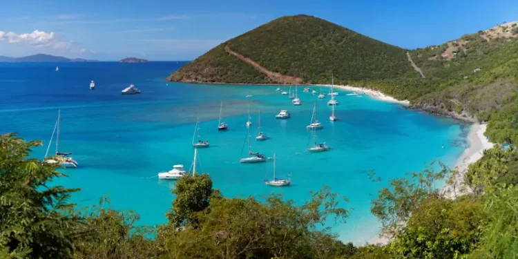 Tropical shoreline in British Virgin Island (BVI), Caribbean