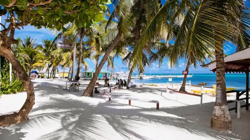 Beautiful caribbean sight with turquoise water in San Pedro, Belize. Live in Belize
