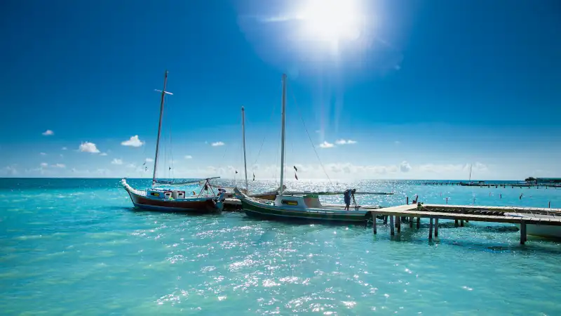 Caye Caulker dock on suny day. Belize