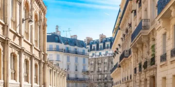 Paris, beautiful buildings boulevard des Batignolles, typical parisian facades