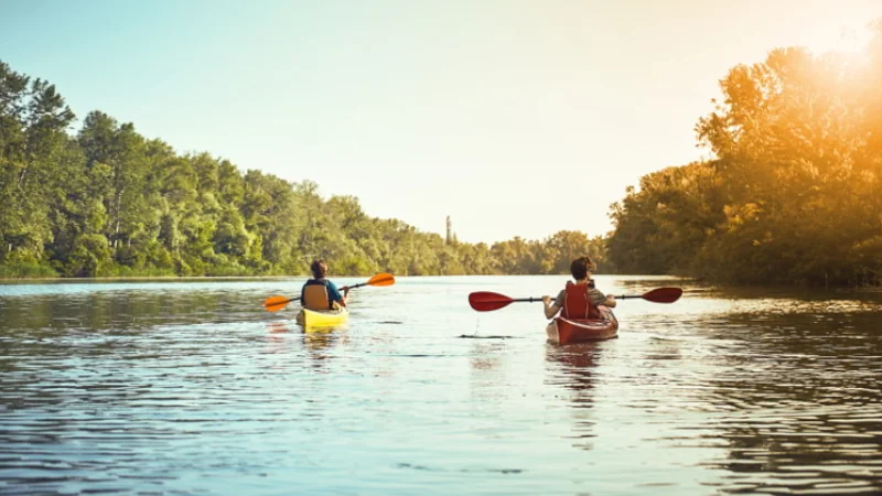A canoe trip on the river in the summer. cayo belize