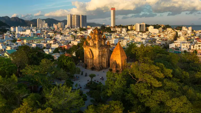 Sunset view of Ponagar Tower in Nha Trang, Vietnam.