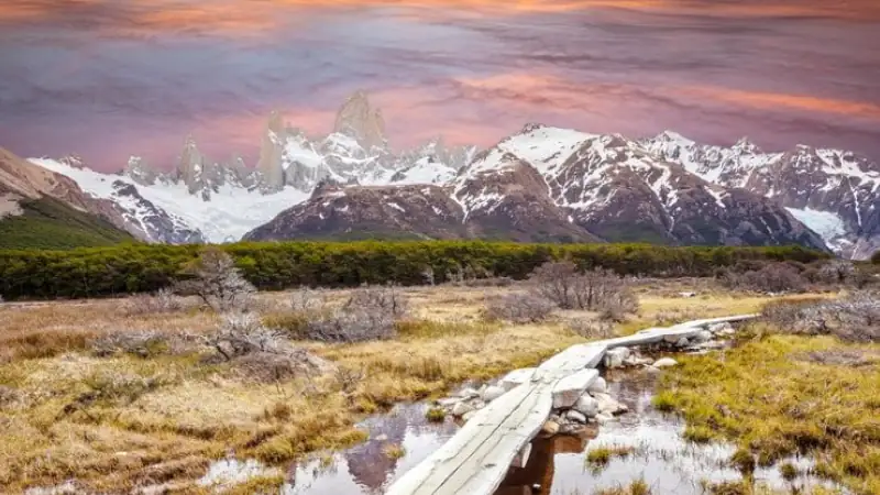 Footbridge in Andes, Patagonia, Argentina
