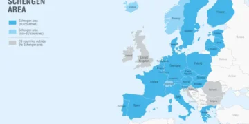 Map of the Schengen area (ENG/US)