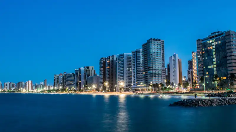 Night photo of the coast of Fortaleza - Ceará - Brazil. Iracema Beach.