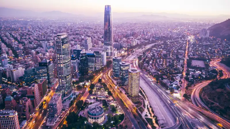Amazing aerial cityscape of Santiago de Chile