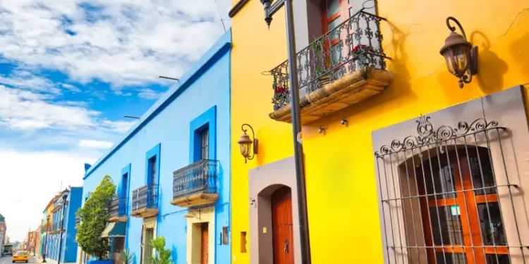 Oaxaca city, Scenic old city streets and colorful colonial buildings in historic city center