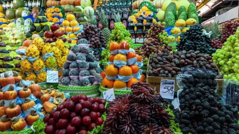 A variety of Brazilian fresh fruits on sale at the historic public under covered Municipal Market brazil