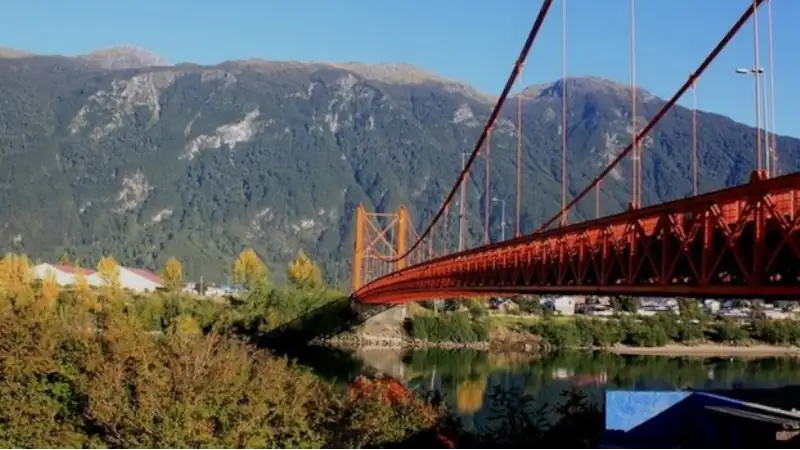 A bridge crossing over a river shows a great example of the well-maintained Chile infrastructure found throughout the country.