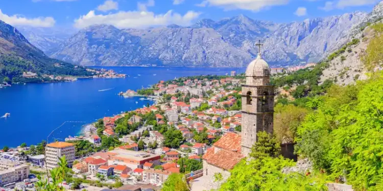 Kotor bay and Old Town from Lovcen Mountain. Montenegro.