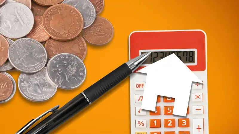 Property Tax concept, economy and finance. calculator on desk