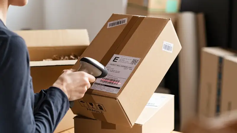 Scanning parcel barcode before shipment