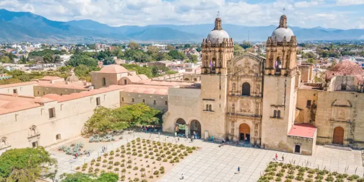 Beautiful aerial view of Santo Domingo Old Monastery in Oaxaca, Mexico
