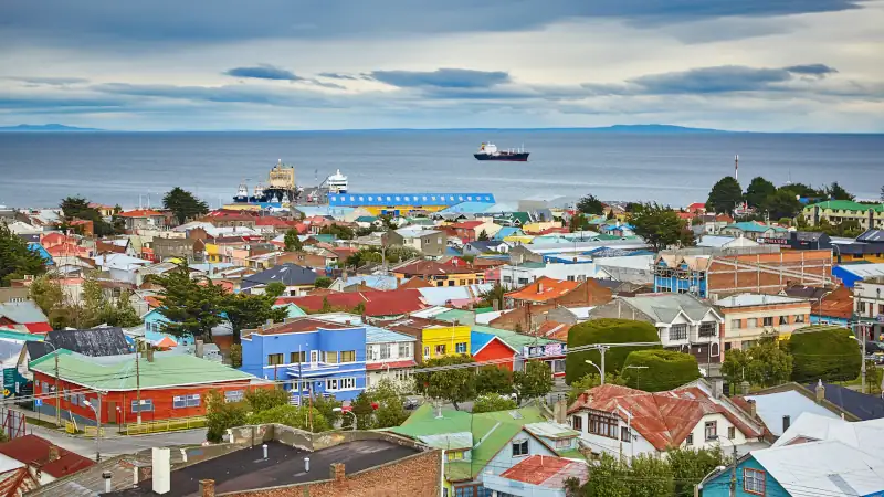 Punta Arenas with Magellan Strait in Patagonia