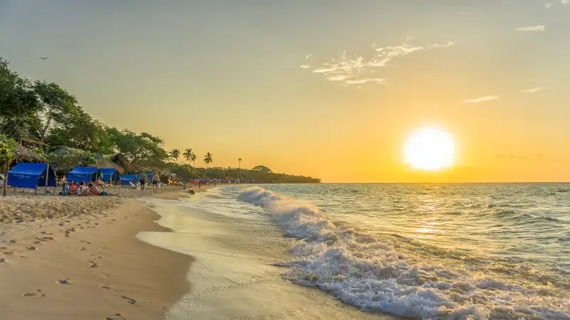 beach at sunset in baru island in cartagena colombia