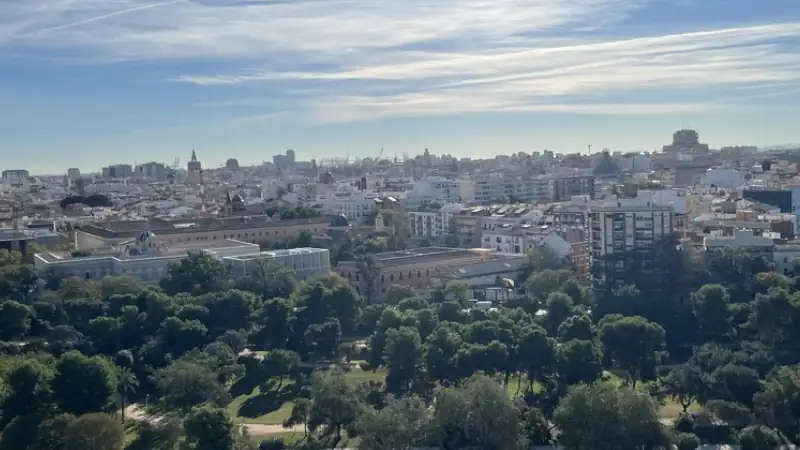 View from the Spain conference hotel’s rooftop terrace