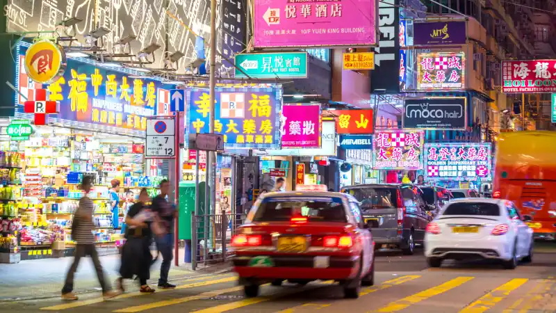 Neon lights in Mong Kok area, Hong Kong