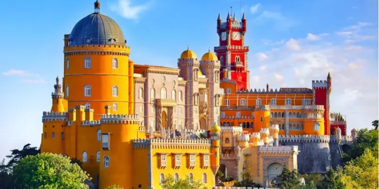 Palace of Pena in Sintra. Lisbon, Portugal. Famous landmark.