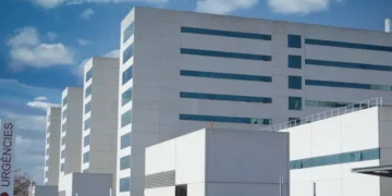 Hospital la fe of valencia. general plan of the exterios of the entrance to a hospital in Europe