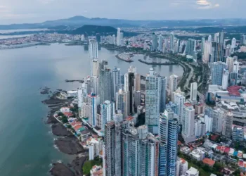 Beautiful aerial view of the Panama City Buildings Parks and marina