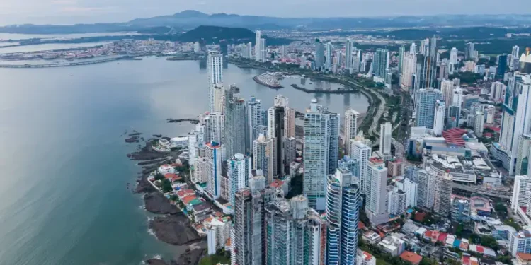 Beautiful aerial view of the Panama City Buildings Parks and marina
