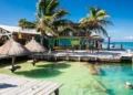 Beautiful caribbean sight with turquoise water in Caye Caulker, Belize