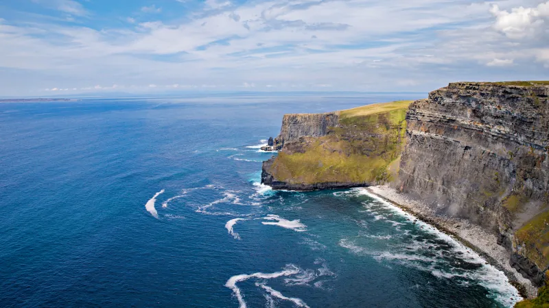 Spectacular Cliffs of Moher are sea cliffs located at the southwestern edge of the Burren region in County Clare, Ireland. Wild Atlantic way