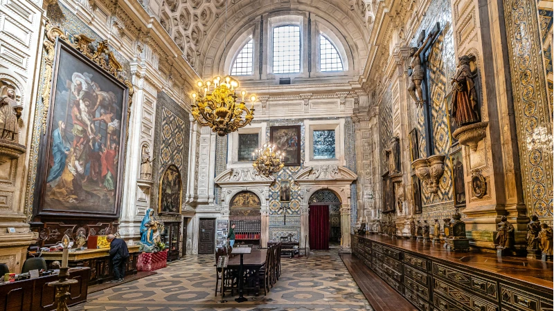 Interior of Santa Cruz Monastery at Coimbra, Portugal