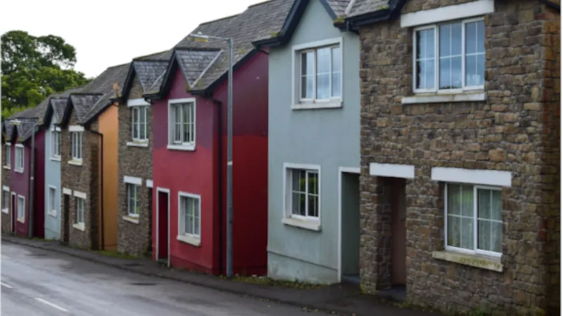 A row of houses in Mountshannon, County Clare, Ireland.