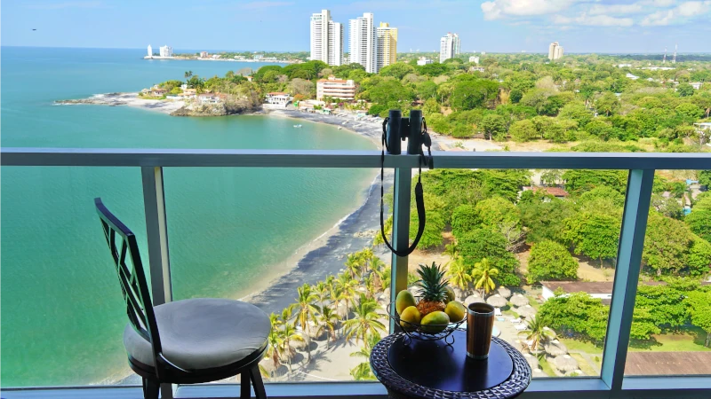 Balcony view of fishing bay, at Beachside condo, Nueva Gorgona