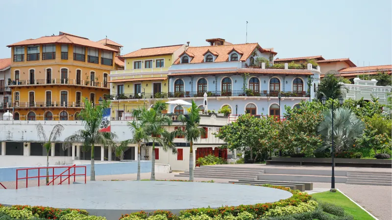 Colorful Spanish colonial houses in Casco Viejo Panama City