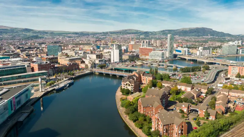 buildings in City center of Belfast Northern Ireland